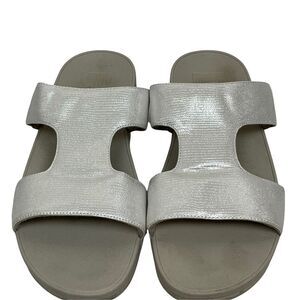 FitFlop H-Bar Pearl Shimmer Lizard Embossed Slip On Sandal‎ Women’s 10